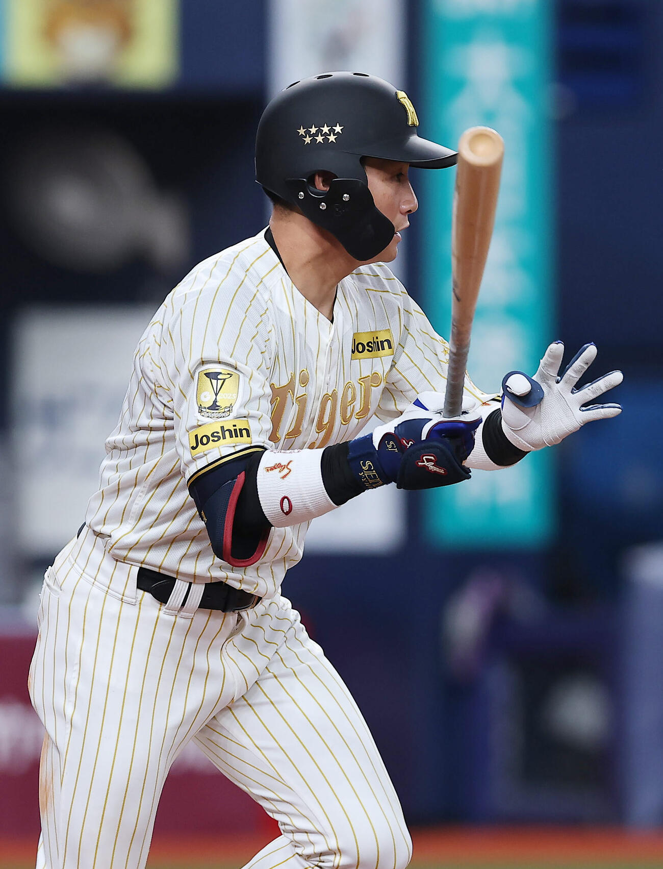 阪神対DeNA 6回裏阪神無死、中前打を放つ木浪（撮影・前田充）