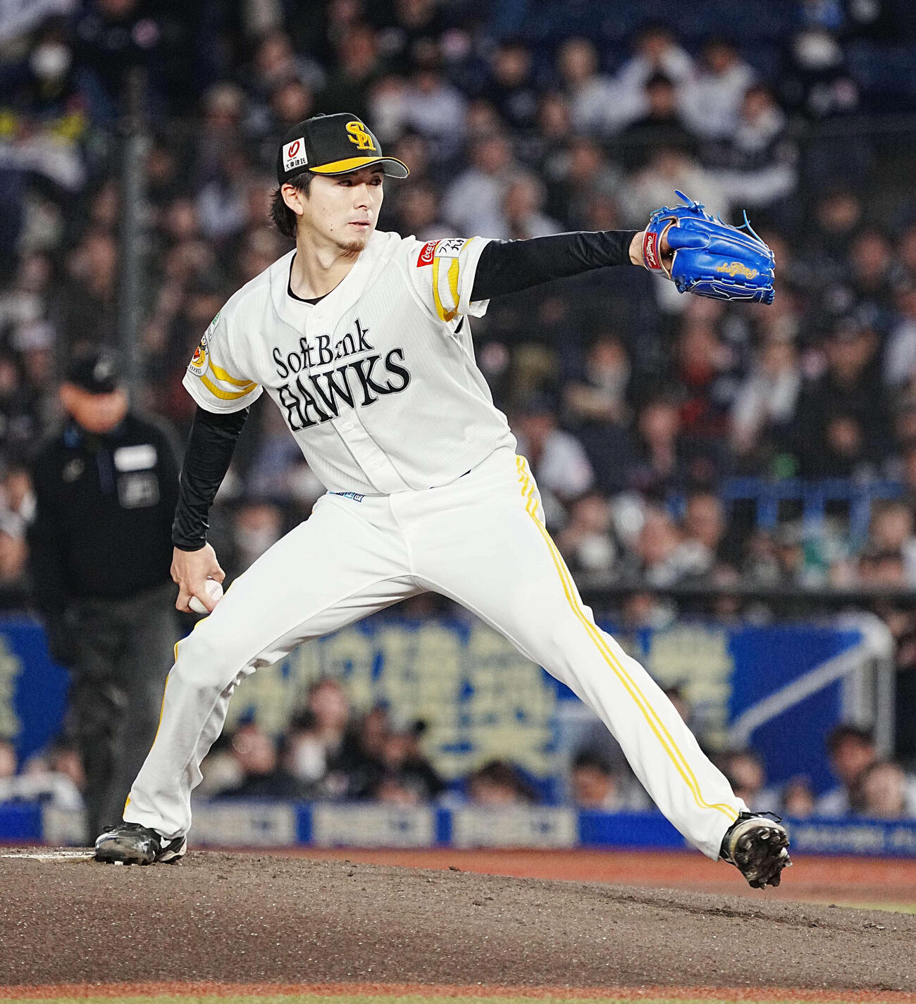 ロッテ対ソフトバンク　ソフトバンク先発の上沢（撮影・小沢裕）