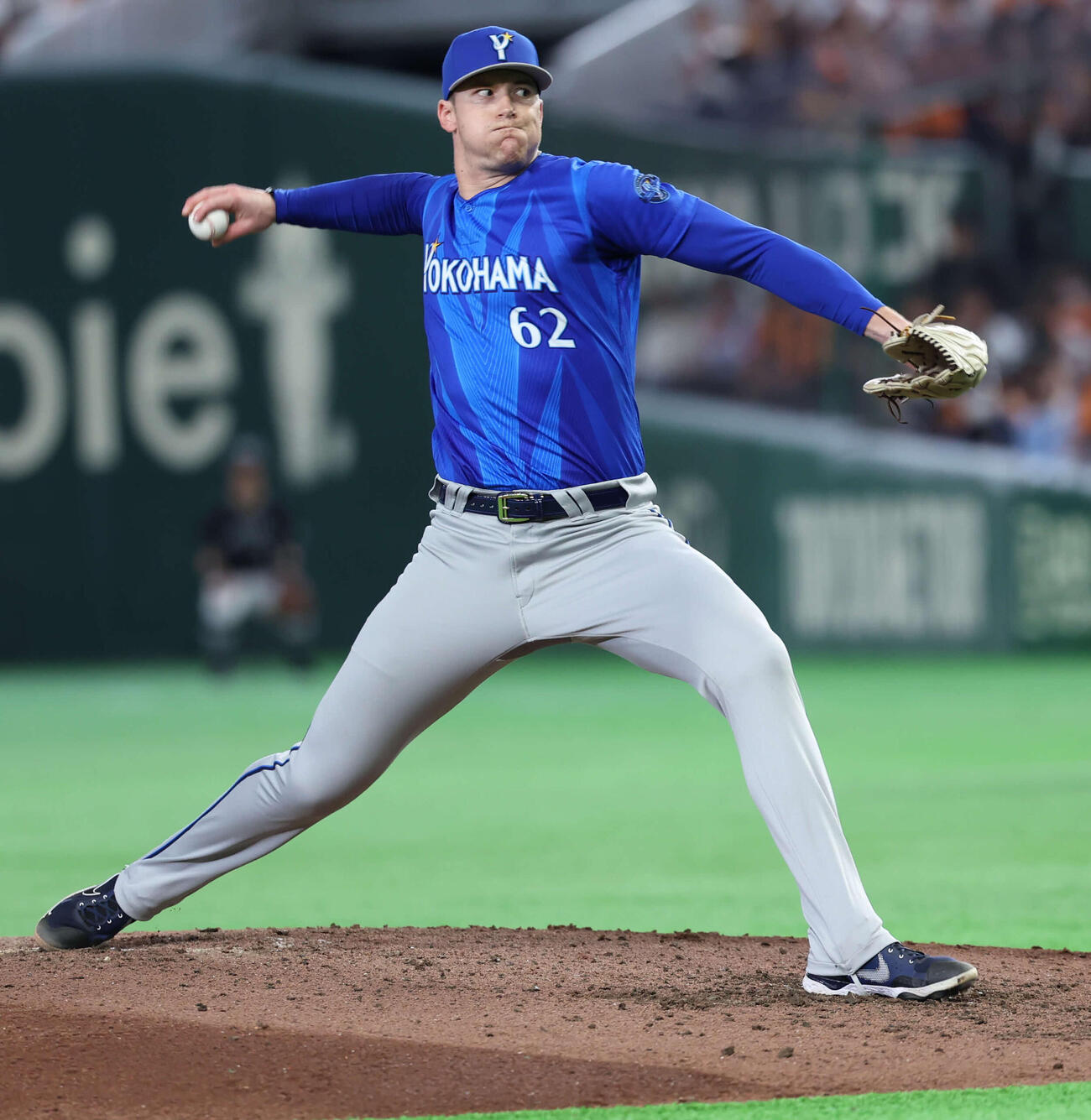 巨人対DeNA 2番手レイノルズ（撮影・水谷安孝）