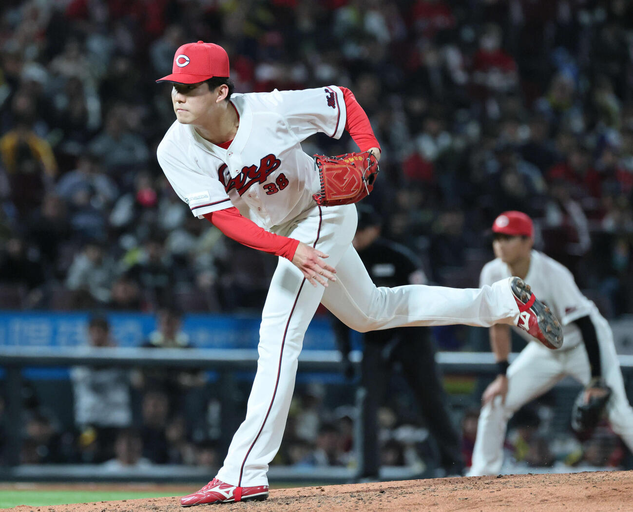 広島対阪神　9回表阪神、広島4番手の赤木（撮影・加藤孝規）