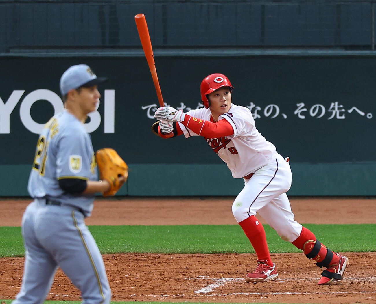 広島対阪神　3回裏広島無死、勝田は安打を放つ（撮影・上田博志）