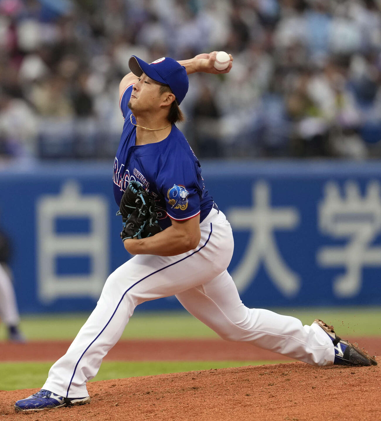 ヤクルト対中日　4回裏から登板し力投する3番手の中日梅野（撮影・小島史椰）
