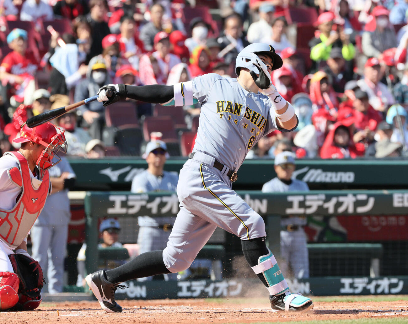 広島対阪神　4回表阪神2死、佐藤輝は三振（撮影・加藤孝規）