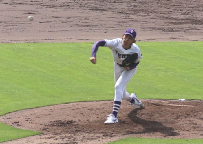 阪神大学野球春季リーグで先発した天理大・的場吏玖