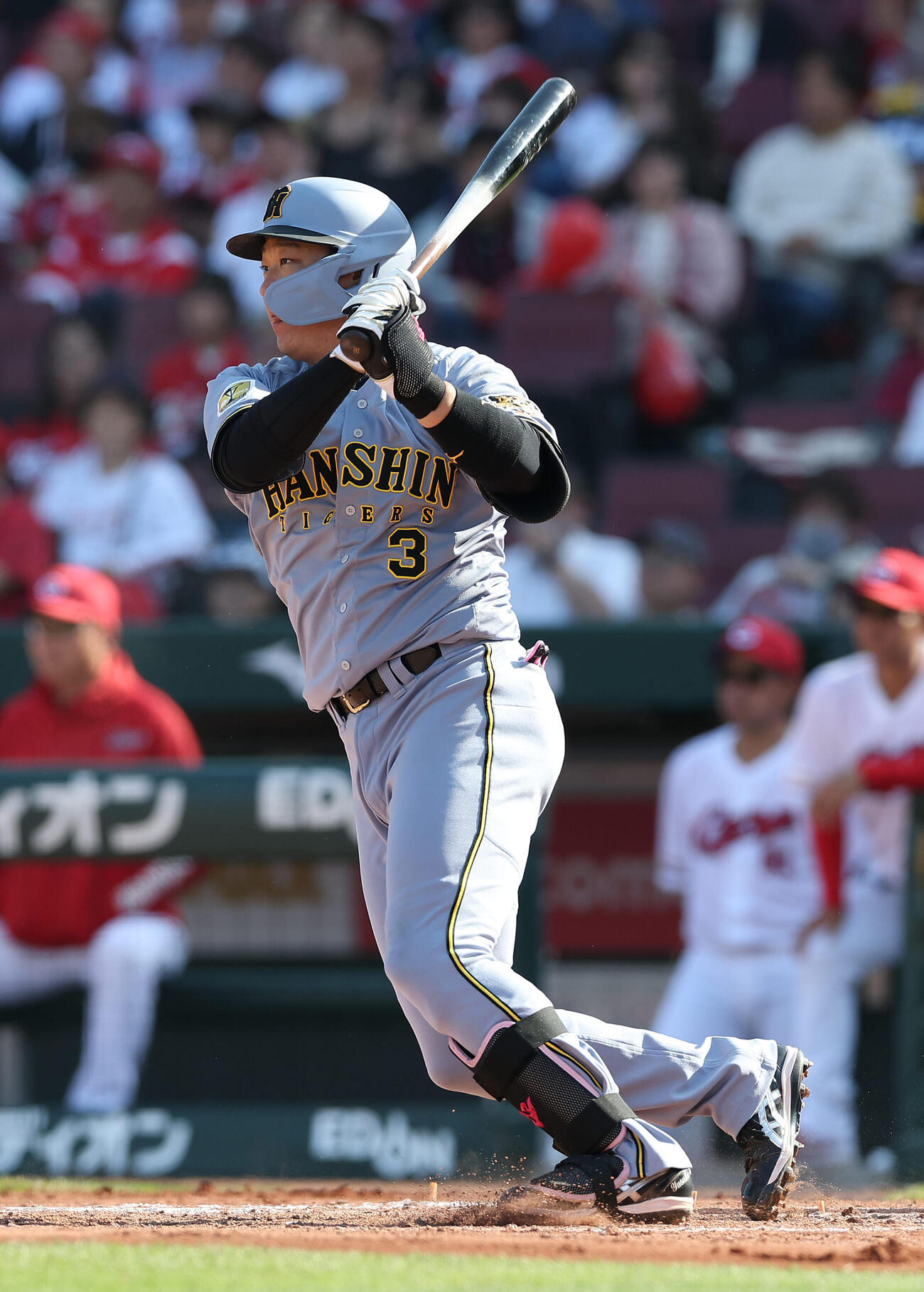 広島対阪神　7回表阪神2死、左前打を放つ大山（撮影・前田充）