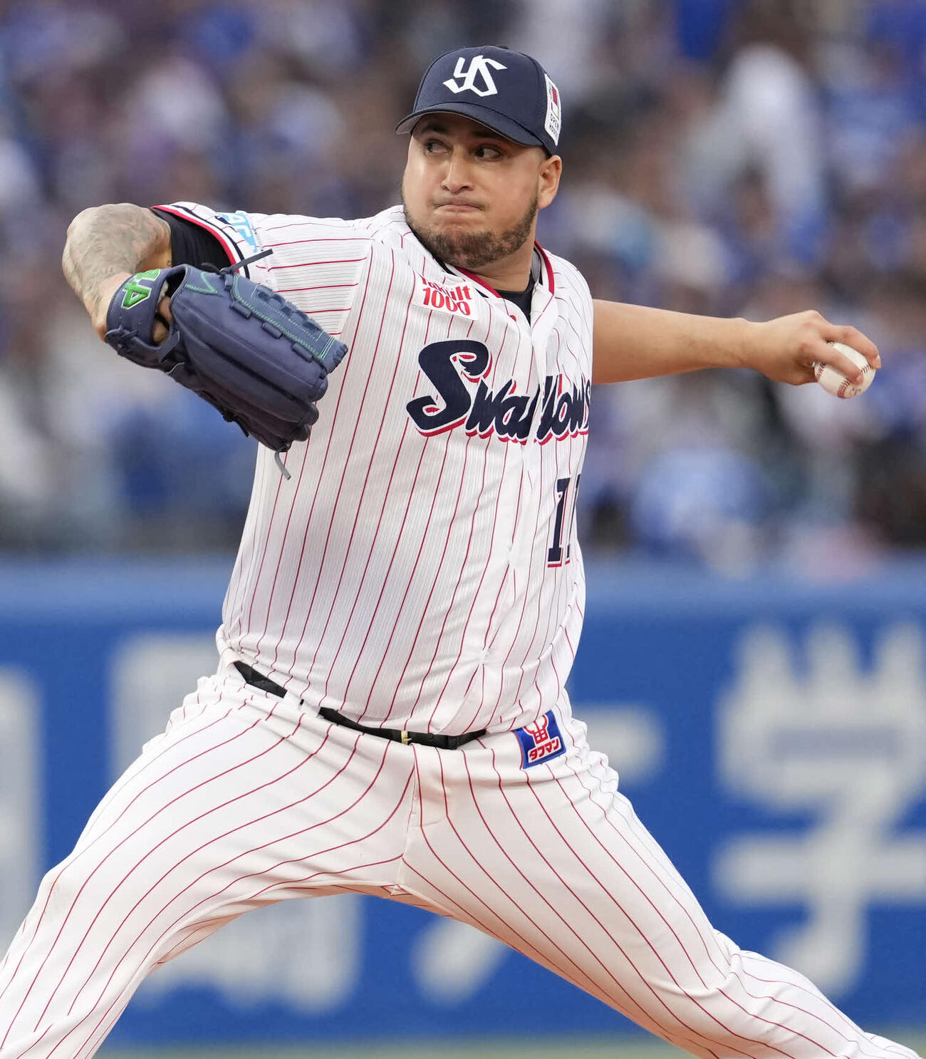 ヤクルト対中日　9回表5番手で登板し力投するヤクルトキハダ（撮影・小島史椰）