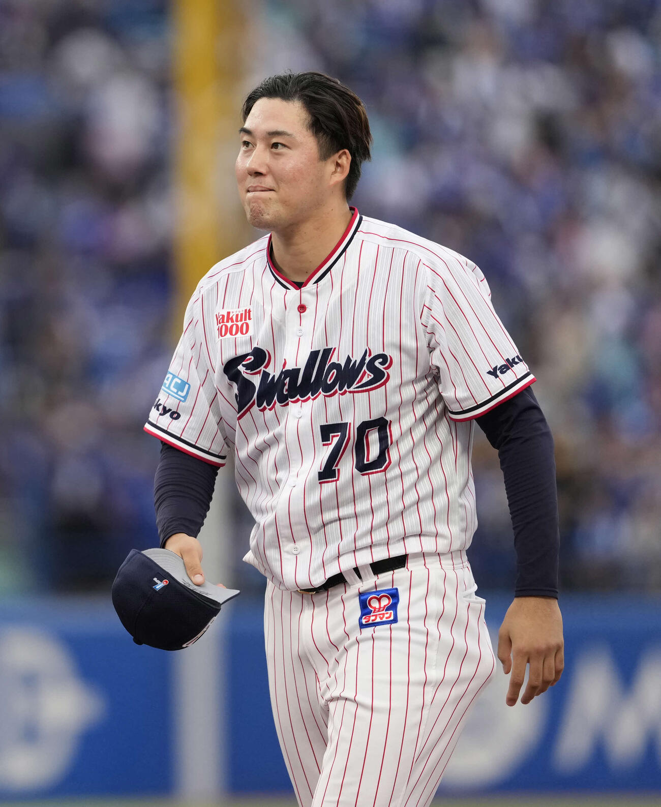 ヤクルト対中日　プロ初勝利する広沢（撮影・小島史椰）