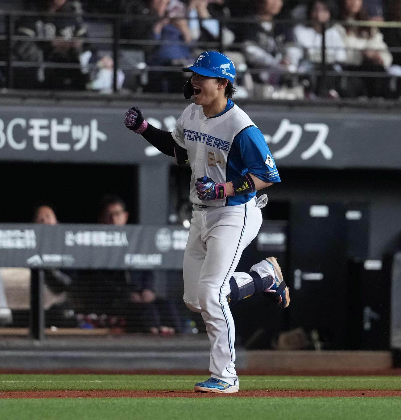 日本ハム対オリックス　8回裏日本ハム無死、本塁打を放つ田宮（撮影・井上学）
