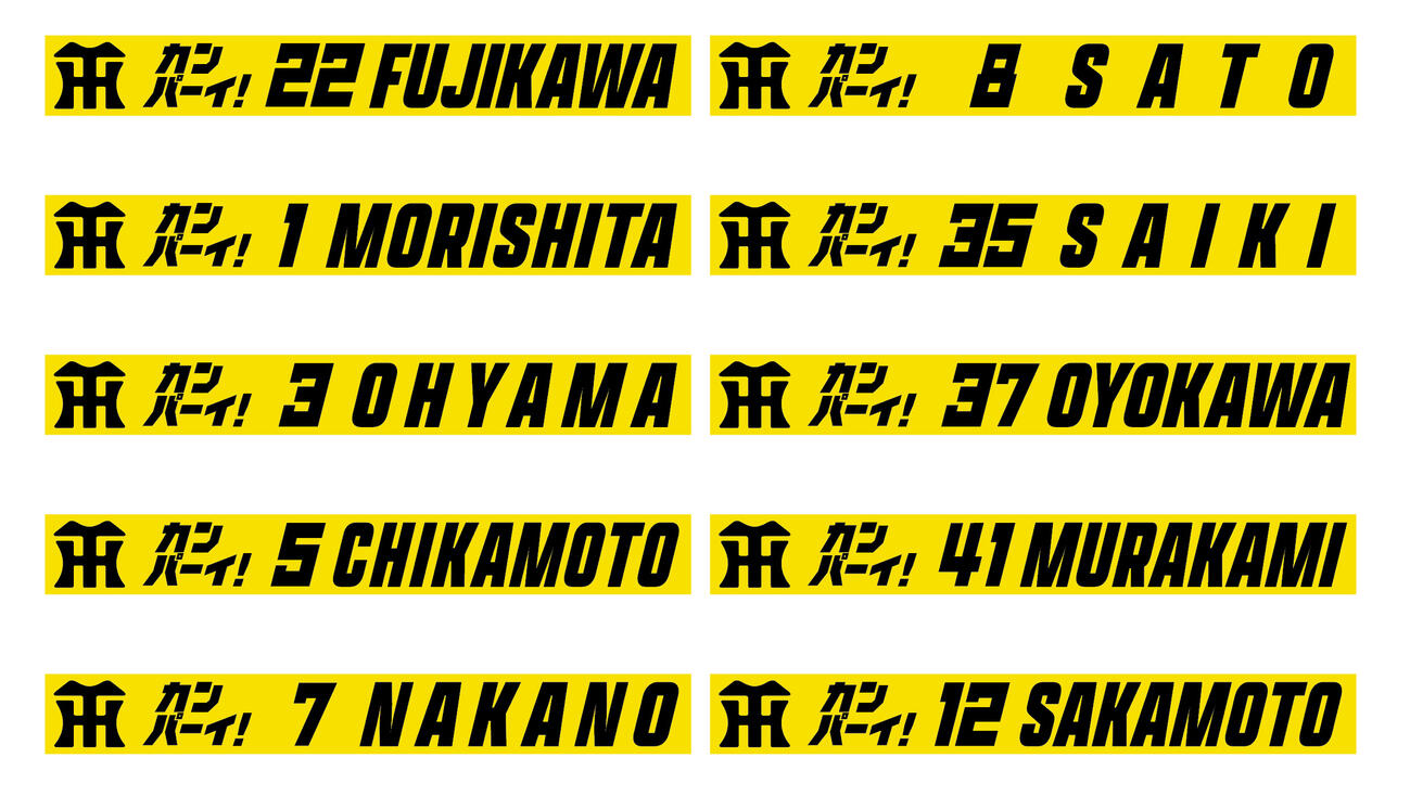 阪神の甲子園主催試合で7日から始まる、「呑んで！もらおう！乾杯キャンペーン2026」の景品リストバンド一覧（阪神電鉄提供）