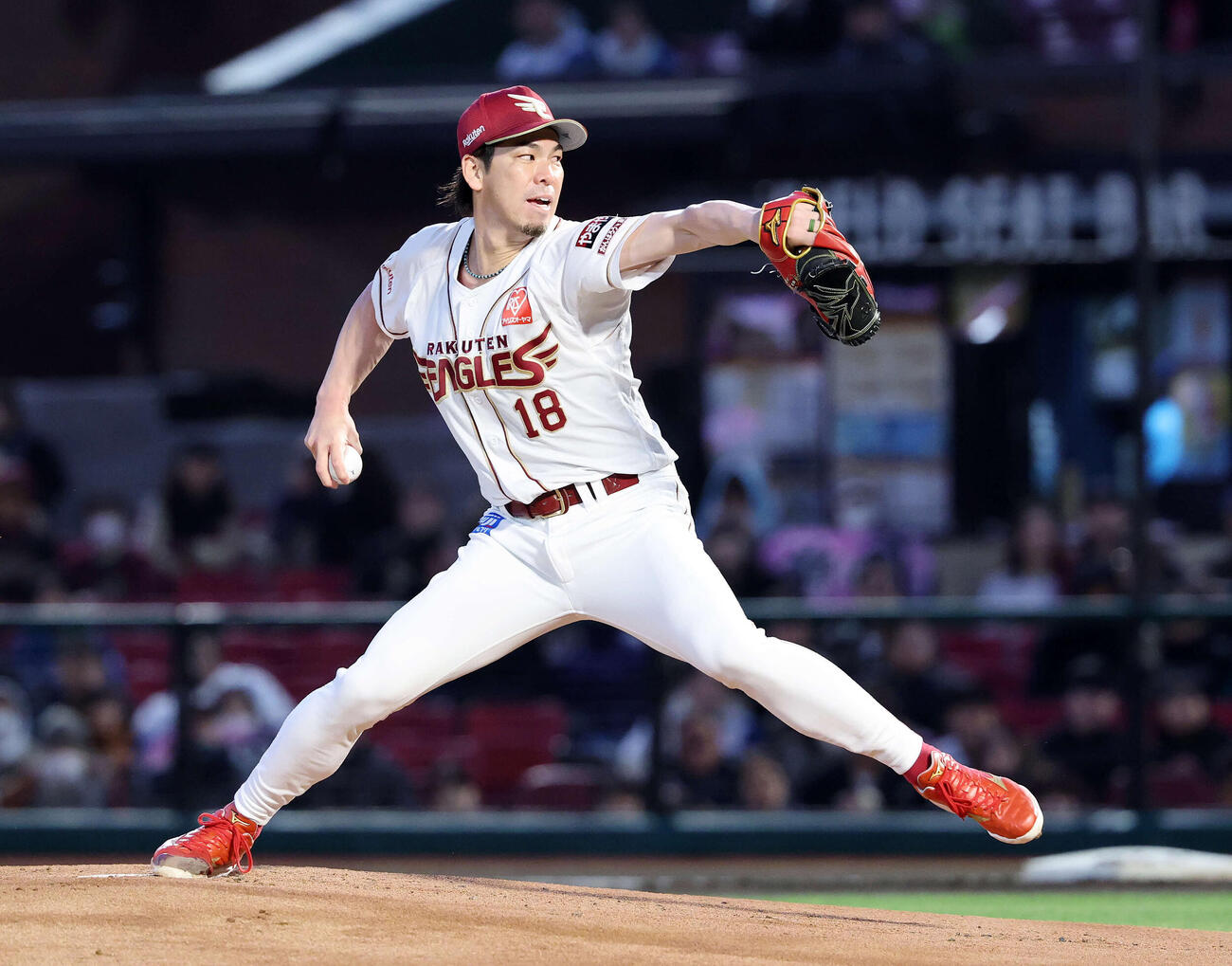 楽天対日本ハム　楽天先発の前田健（撮影・鈴木正人）　