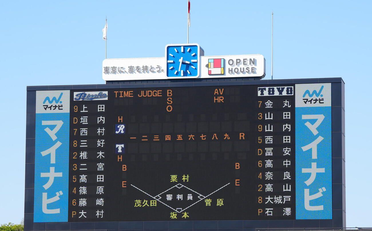 東都大学野球、立正大－東洋大戦の先発メンバー（撮影・江口和貴）