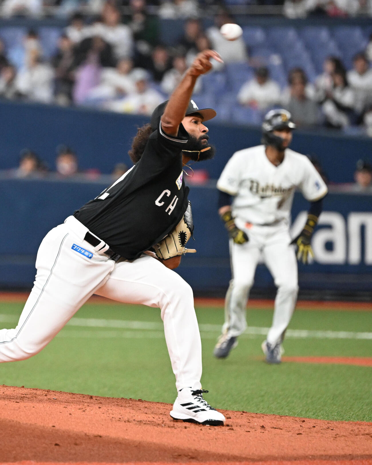 オリックス対ロッテ　先発するロッテジャクソン（撮影・和賀正仁）