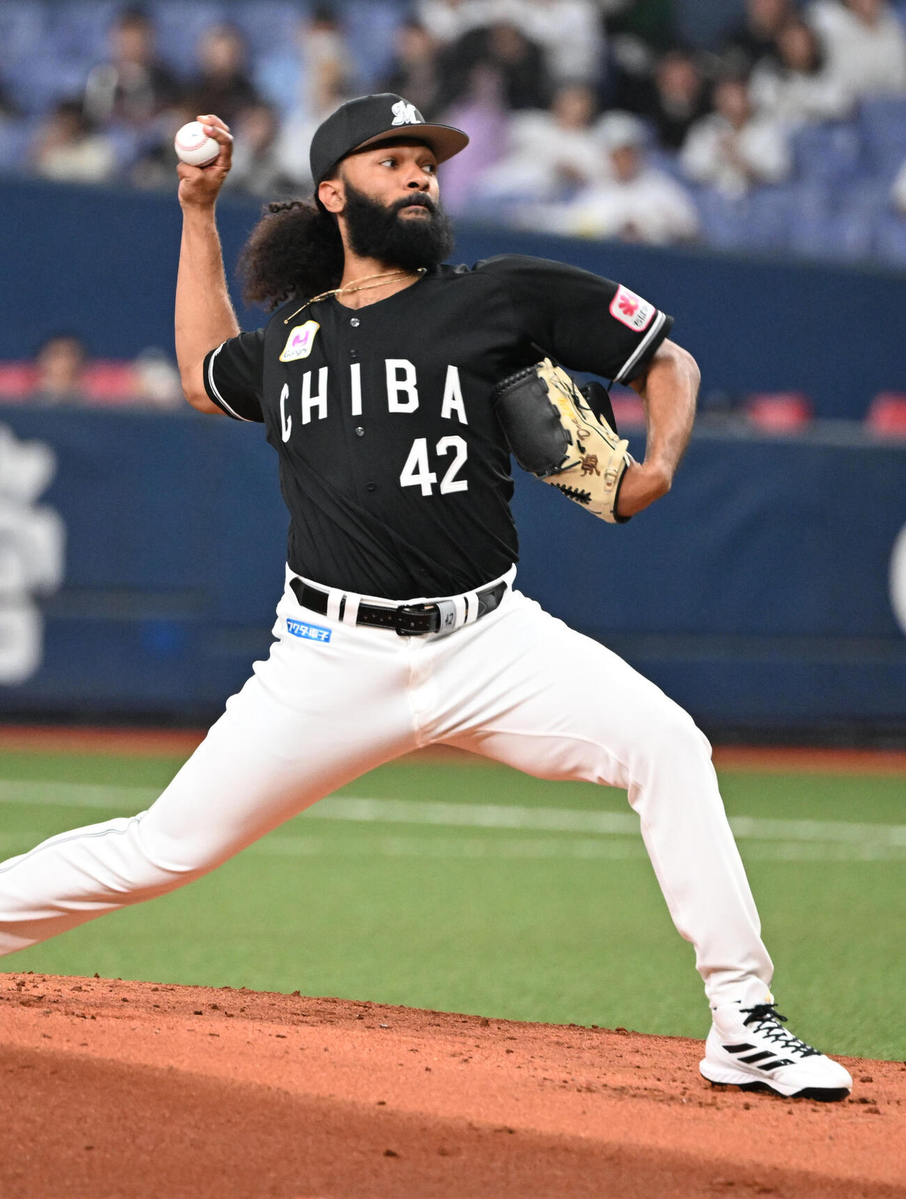 オリックス対ロッテ　先発するロッテジャクソン（撮影・和賀正仁）