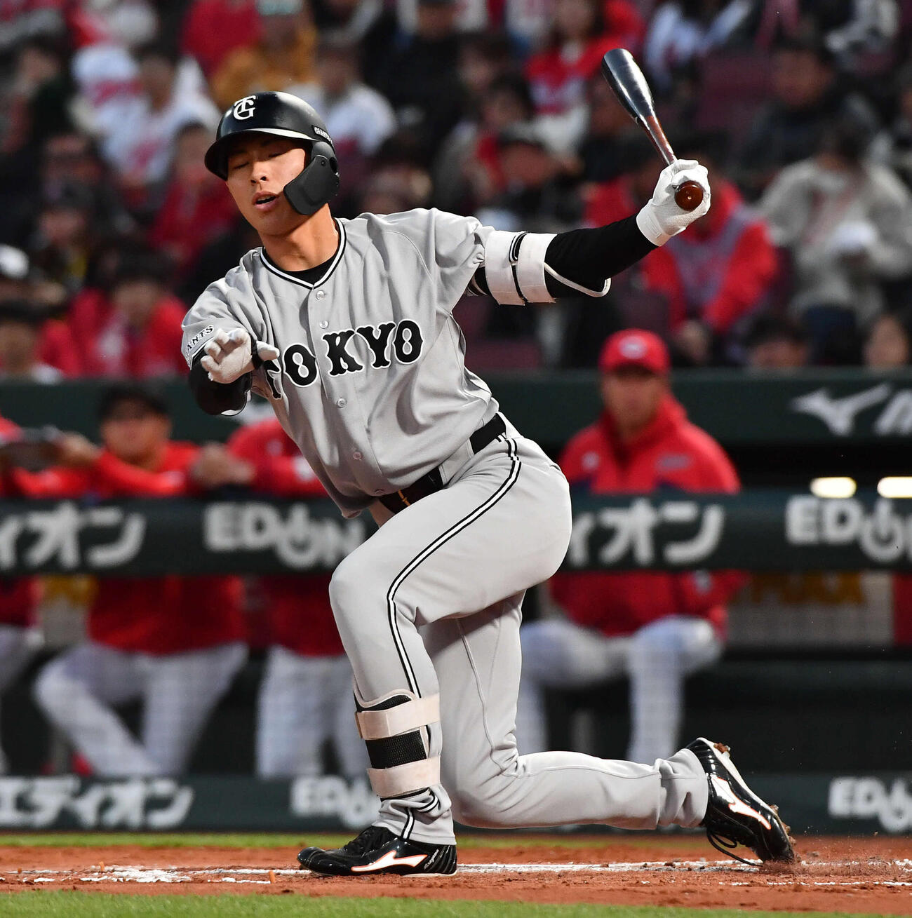 広島対巨人　3回表巨人1死、空振り三振に倒れた平山（撮影・岩下翔太）