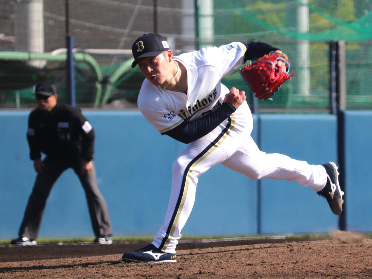 ファームリーグ西地区・オリックス対阪神　7回から2番手で登板したオリックス吉田（撮影・中島麗）