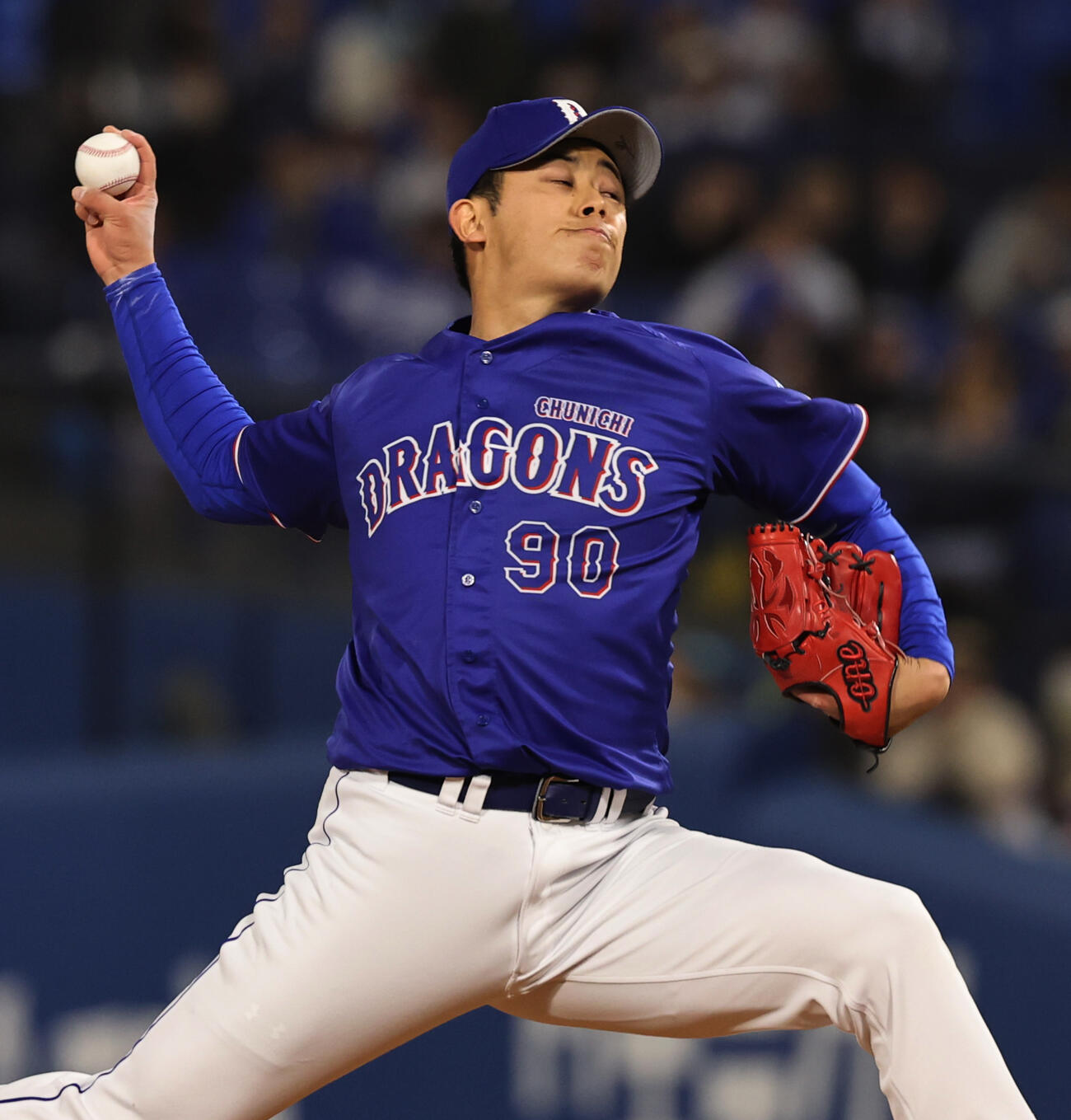 DeNA対中日　力投する中日松山（撮影・野上伸悟）