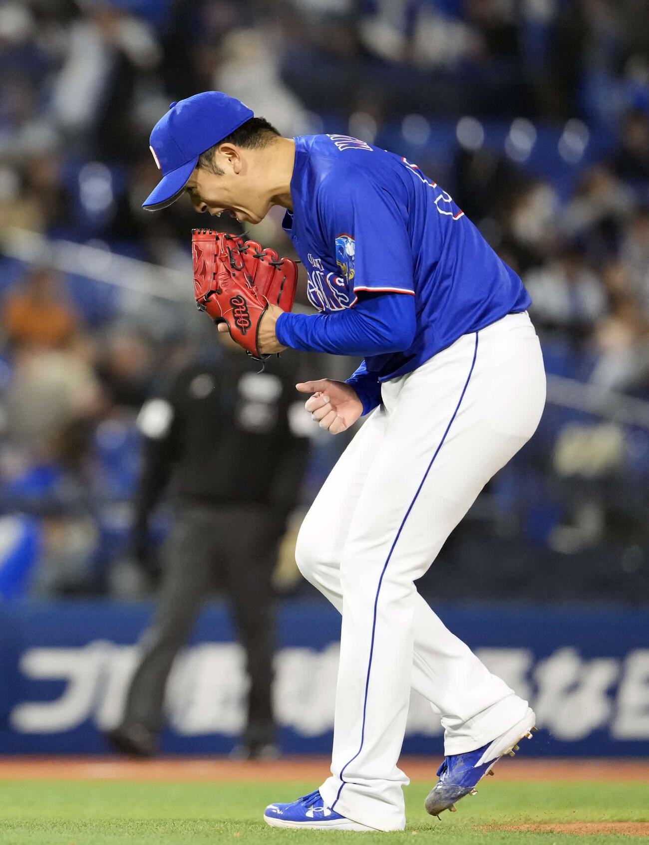 DeNA対中日　DeNAに勝利し吠える中日松山（撮影・小島史椰）