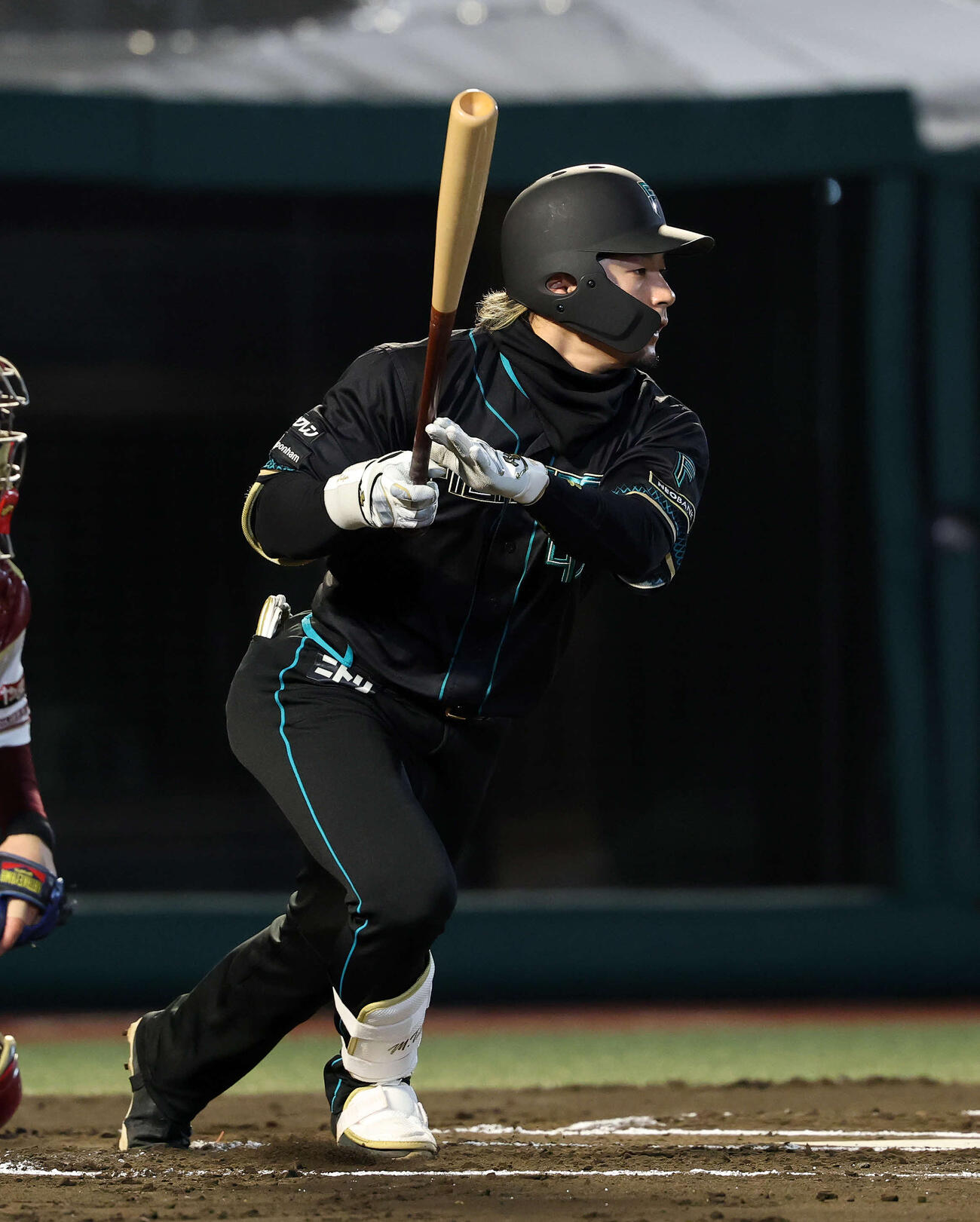 楽天対日本ハム　6回表日本ハム無死二塁、水野は中前打を放つ（撮影・鈴木正人）　