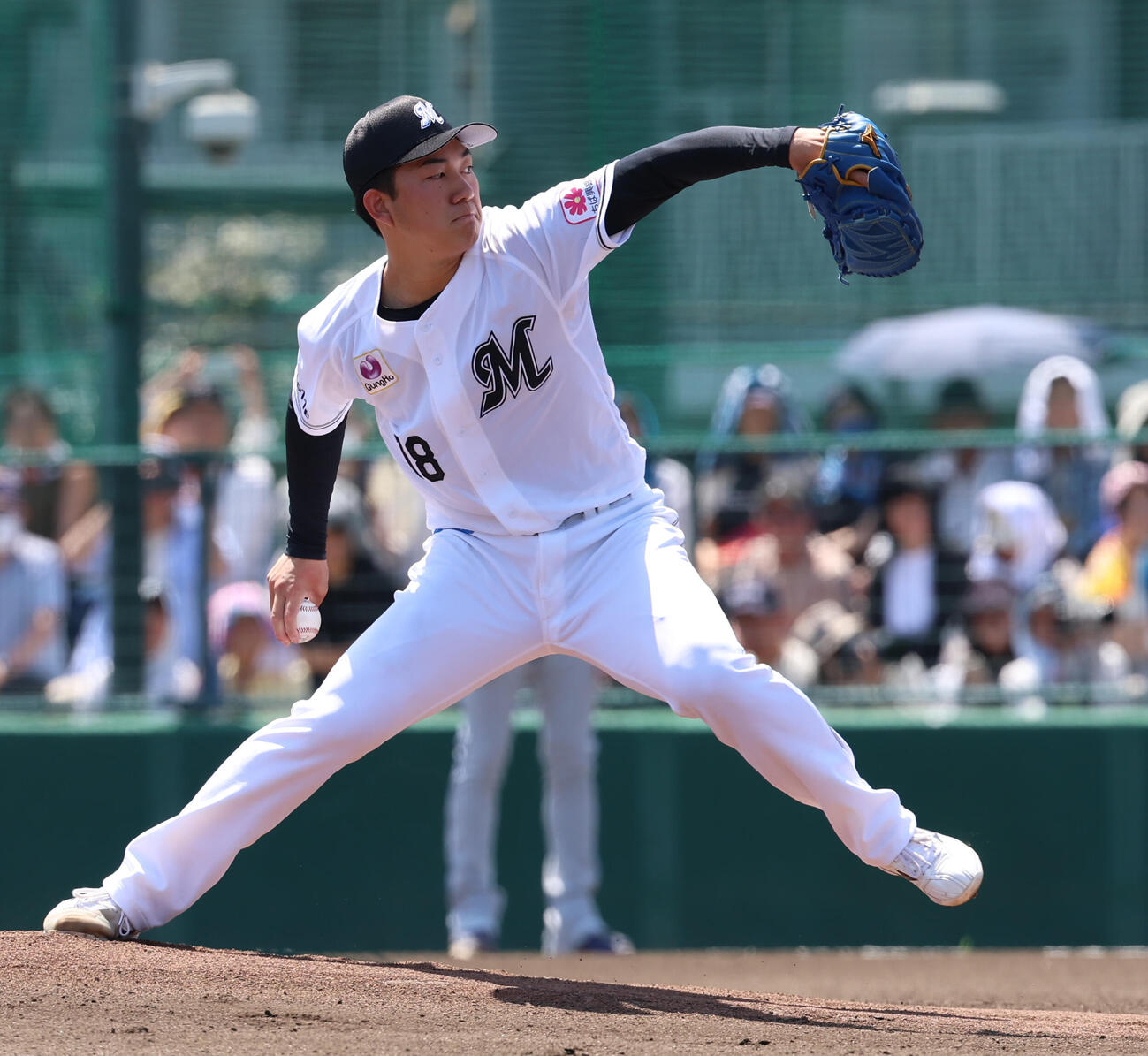 ロッテ2軍対日本ハム2軍、1回を持たず降ほろ苦なデビュー戦となったロッテ石垣元（撮影・水谷安孝）