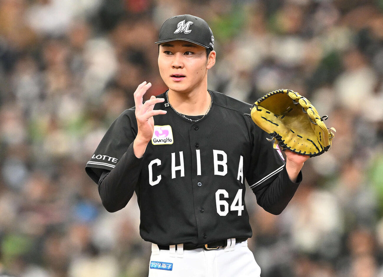 西武対ロッテ　ロッテ先発の広池（撮影・滝沢徹郎）