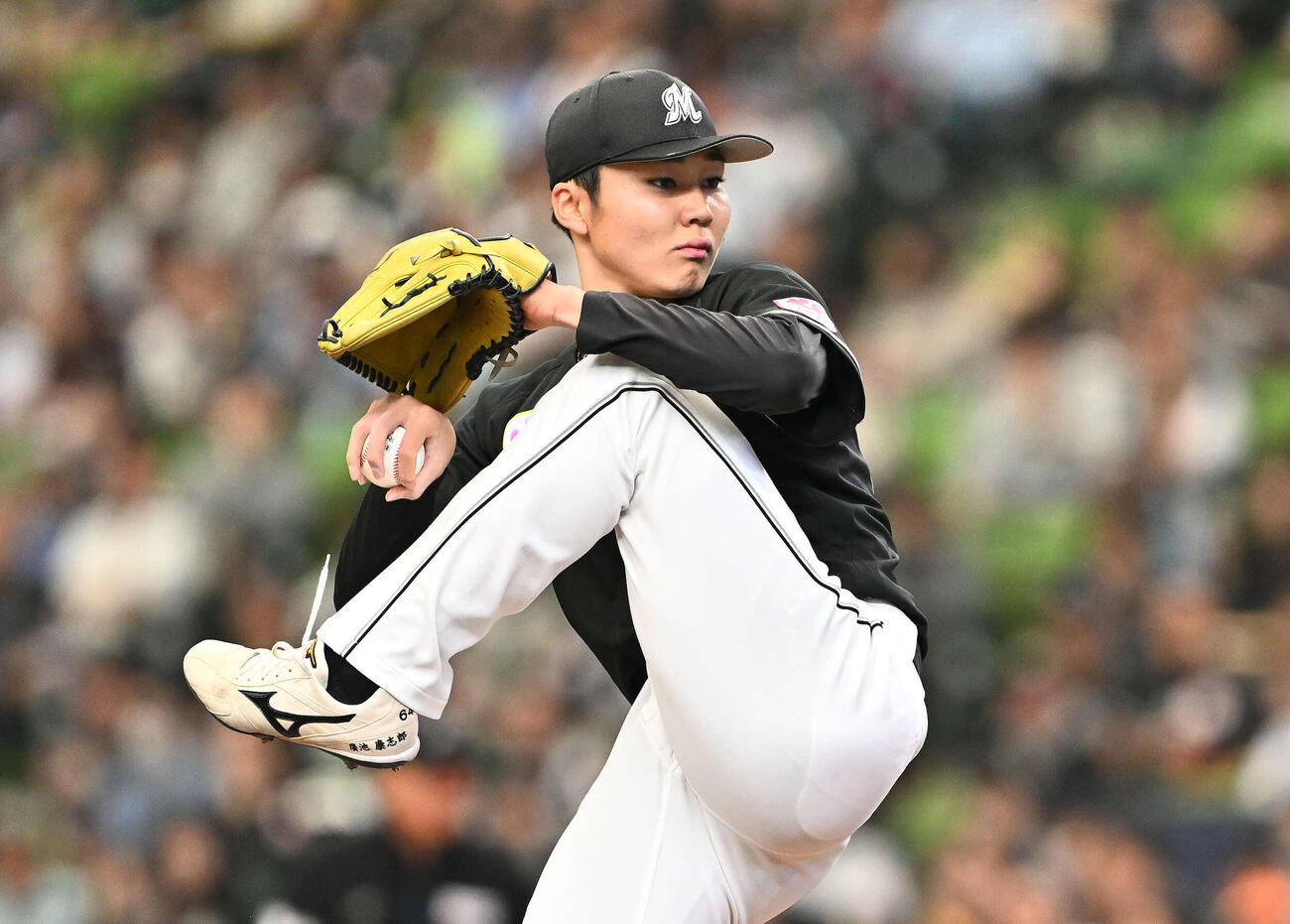 西武対ロッテ　ロッテ先発の広池（撮影・滝沢徹郎）