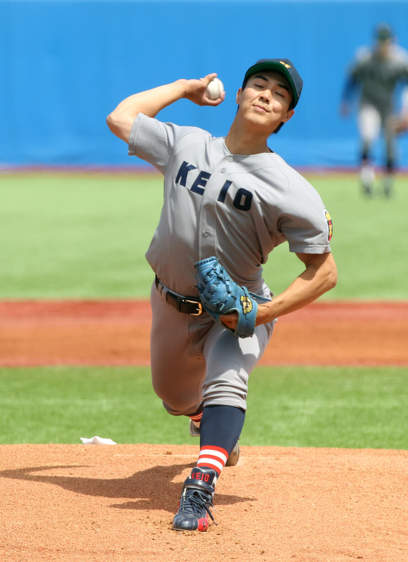 立大対慶大　先発した慶大・広池（撮影・柴田隆二）
