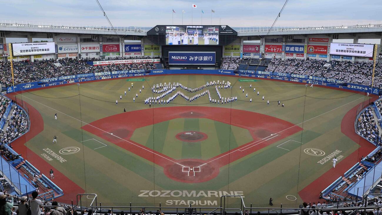 2025年におこなった習志野高校吹奏楽部のパフォーマンス（球団提供）