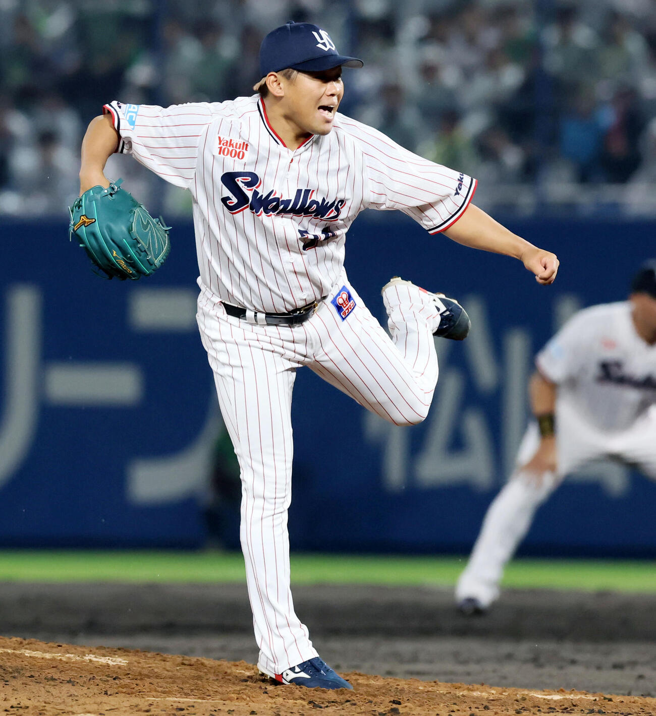 ヤクルト対DeNA　ヤクルト2番手で登板する田口（撮影・加藤哉）