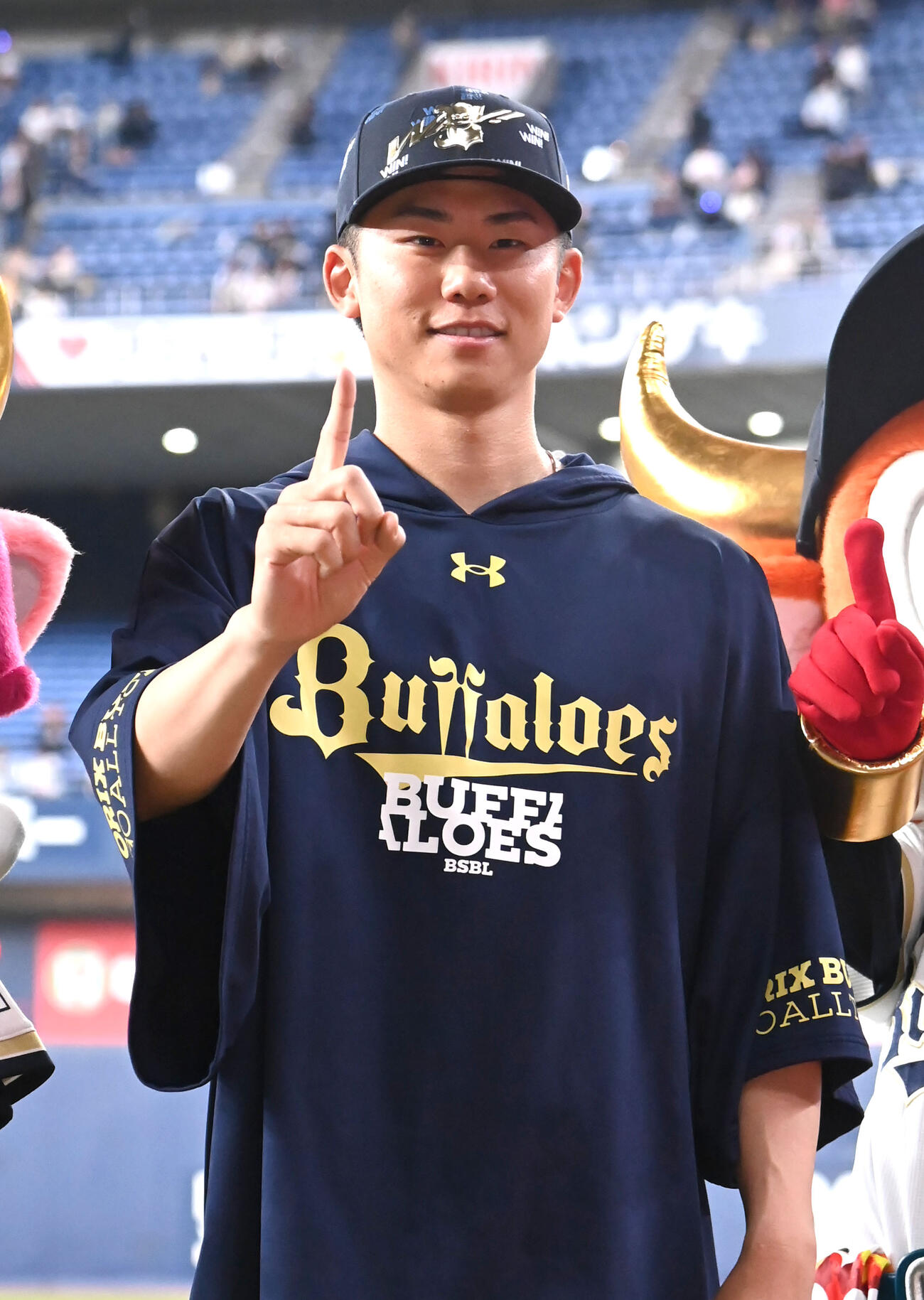 オリックス対西武　今季初勝利を決めたオリックスの曽谷（撮影・石井愛子）