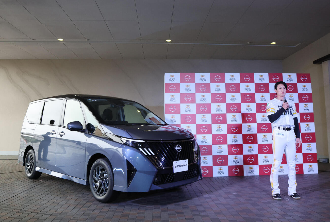 日産のアンバサダーに就任した周東（撮影・梅根麻紀）