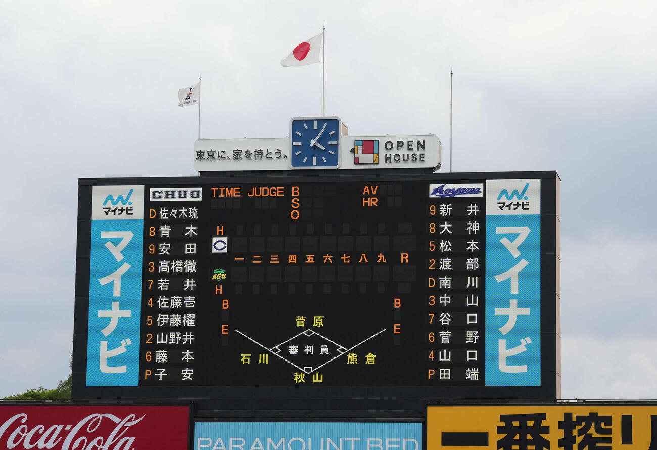 中大対青学大　両チームスタートメンバー（撮影・小島史椰）
