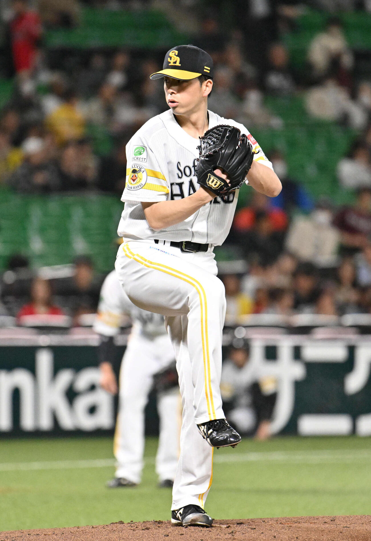 ソフトバンク対楽天　ソフトバンク先発の大関（撮影・林敢治）