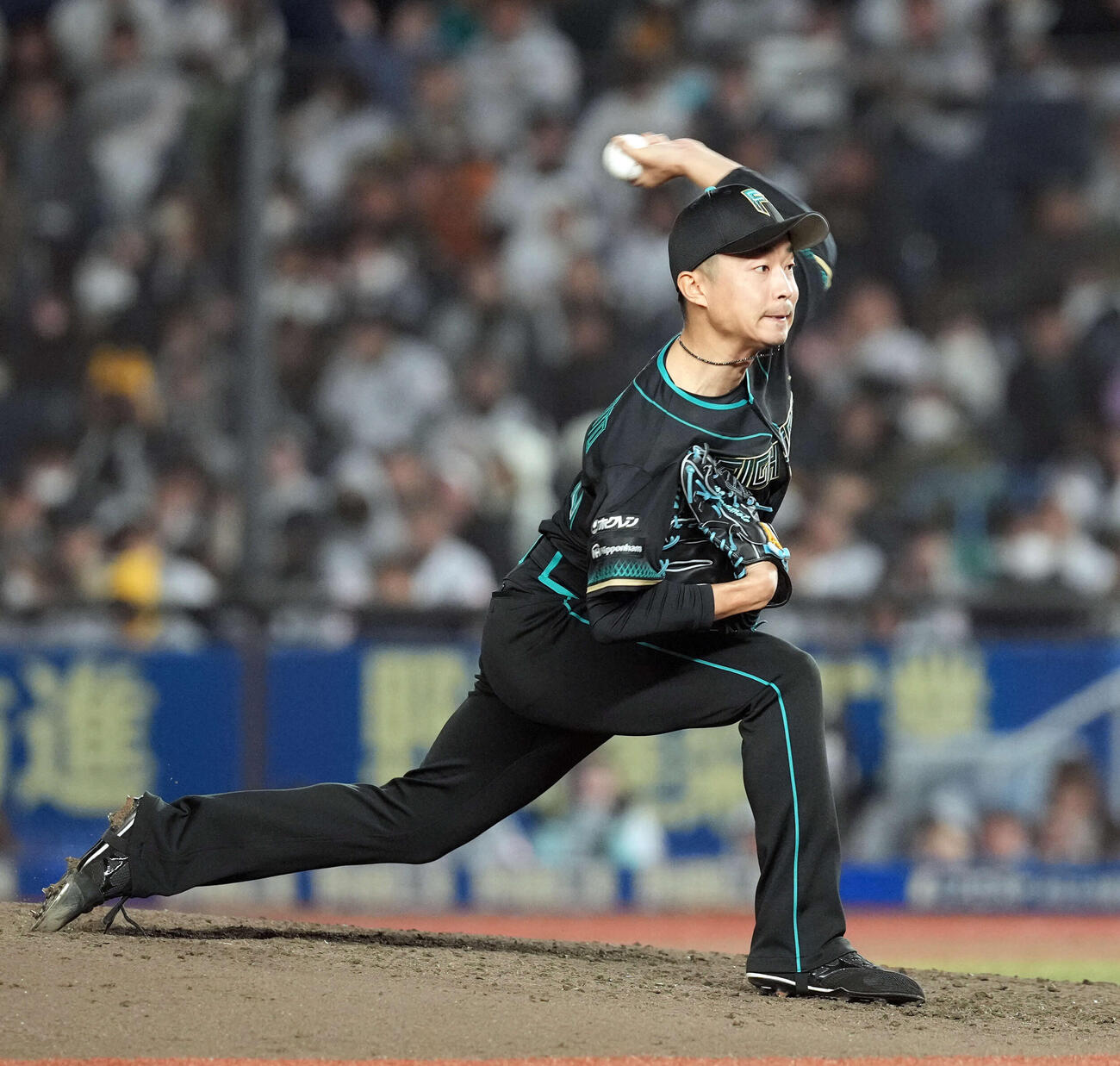 ロッテ対日本ハム　7回からマウンドに上がった日本ハム島本（撮影・たえ見朱実）