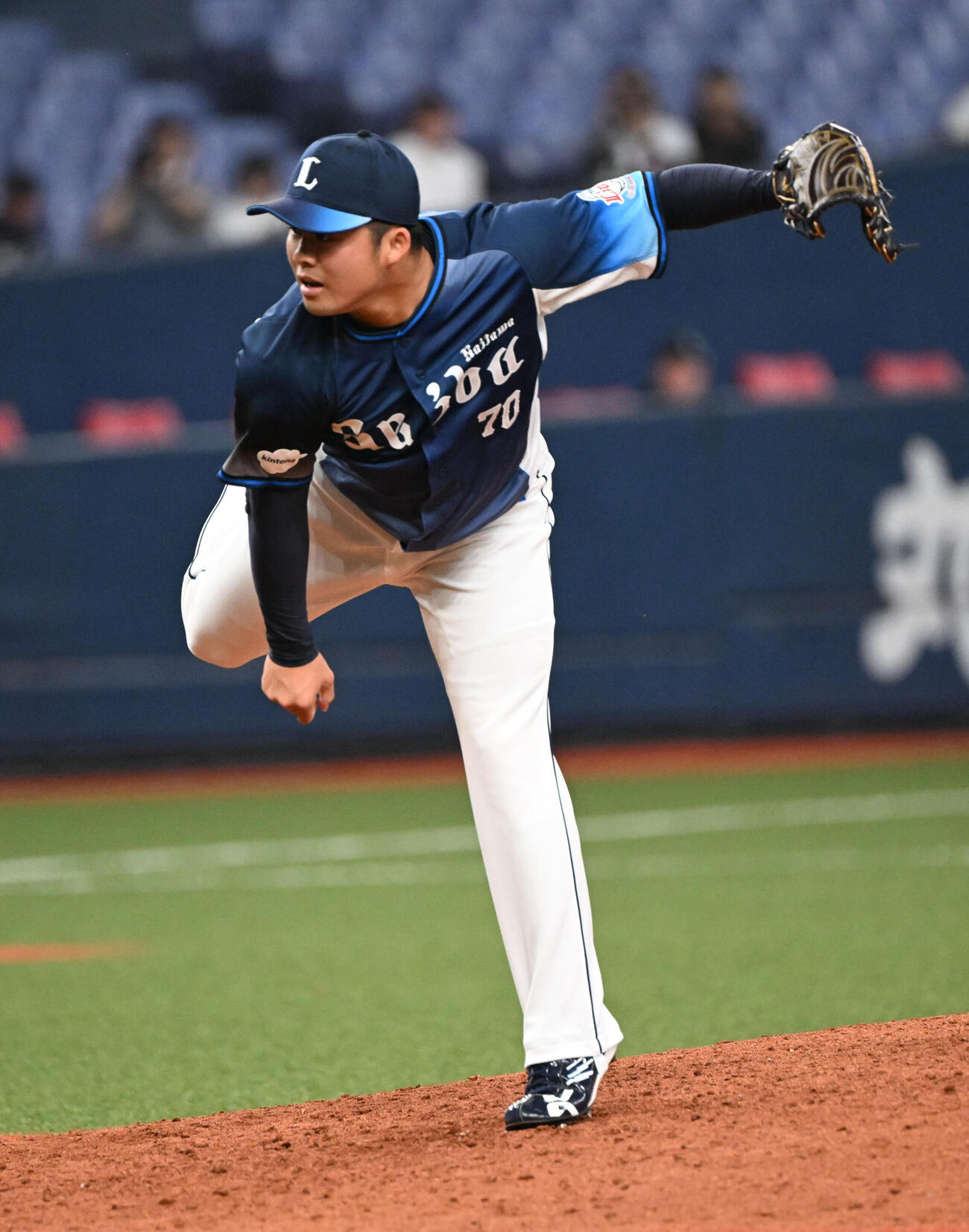 オリックス対西武　8回に登板する西武豆田（撮影・和賀正仁）