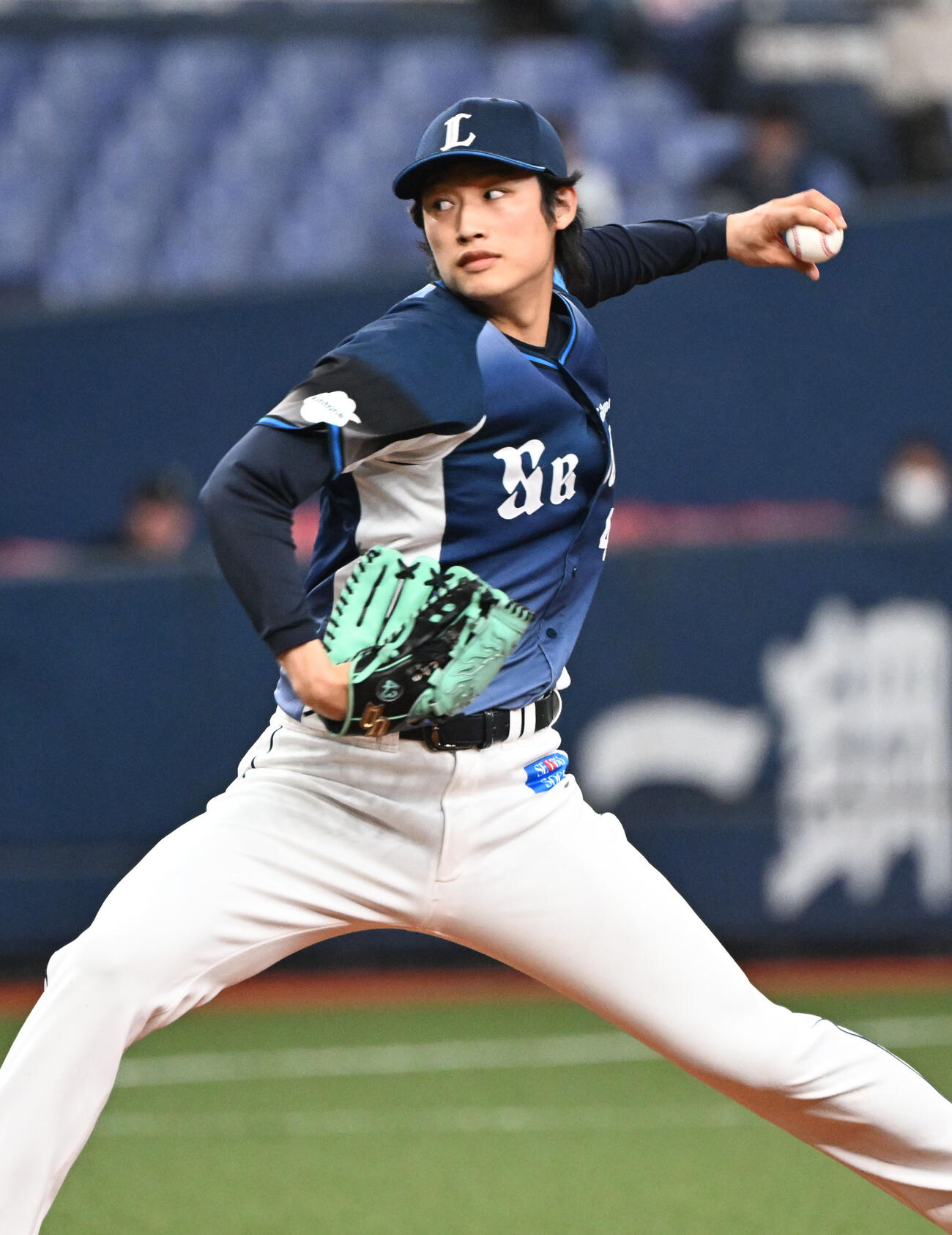 オリックス対西武　5回に登板する西武羽田（撮影・和賀正仁）