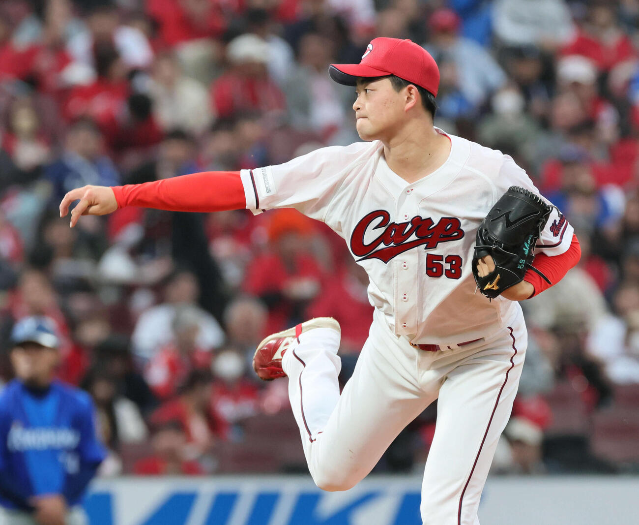 広島対DeNA　広島先発の岡本（撮影・加藤孝規）