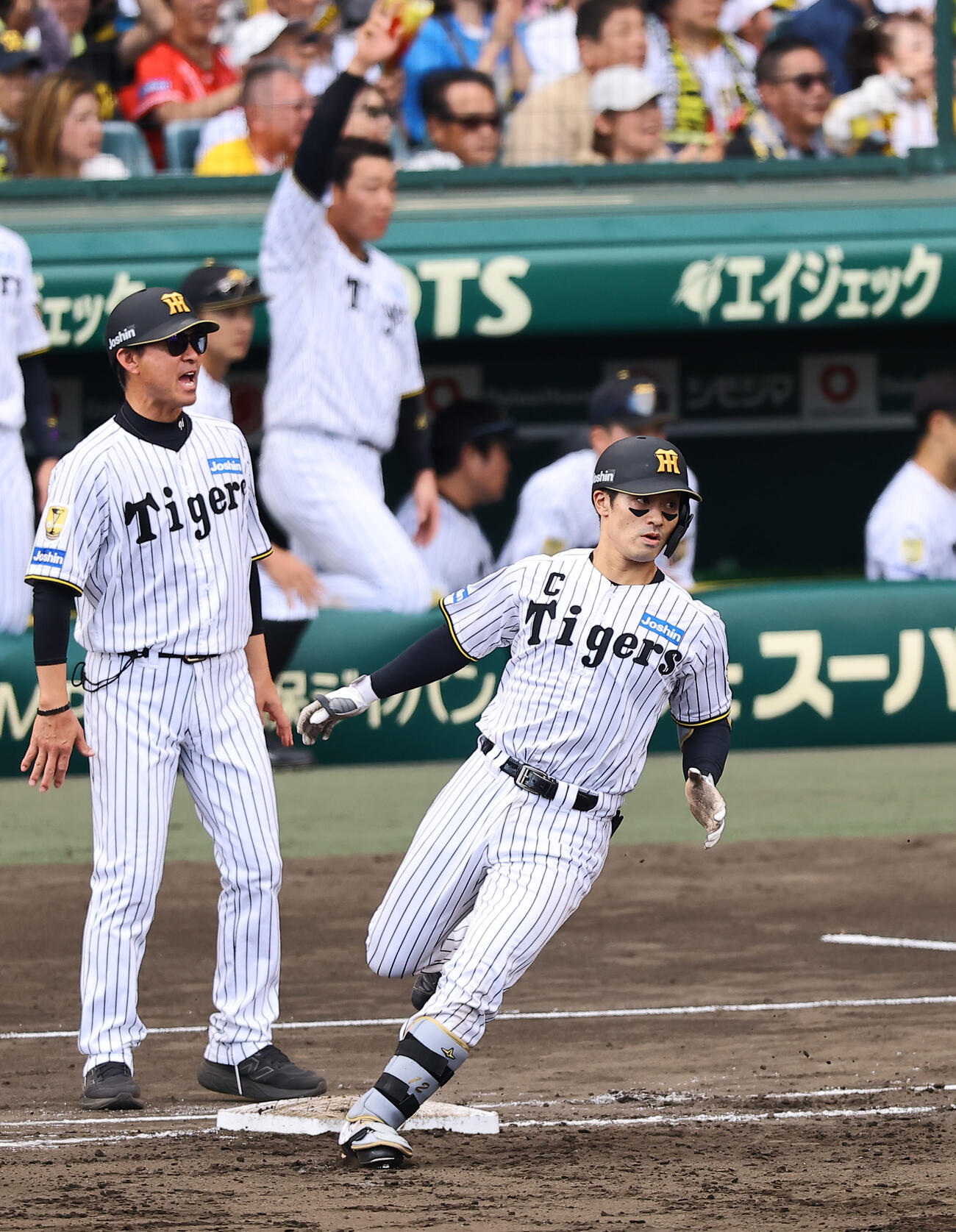 阪神対中日　4回裏阪神1死一、二塁、坂本は同点適時打を放つ（撮影・上田博志）