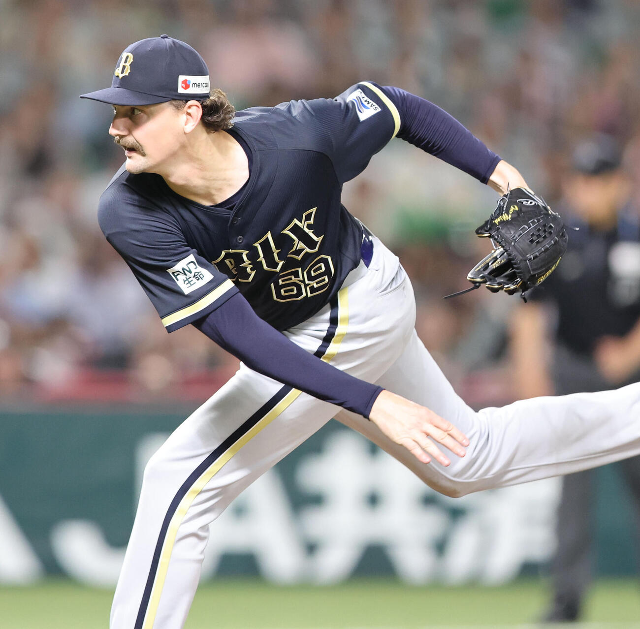 ソフトバンク対オリックス　先発のオリックスジェリー（撮影・梅根麻紀）