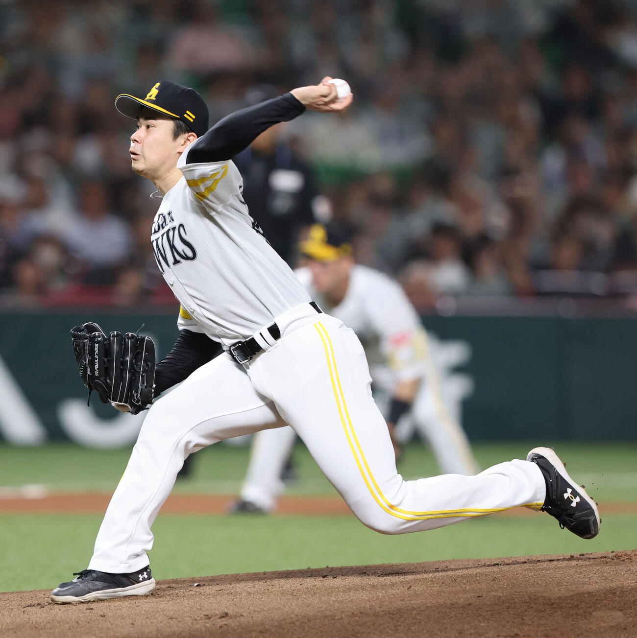 ソフトバンク対オリックス　先発のソフトバンク松本晴（撮影・梅根麻紀）