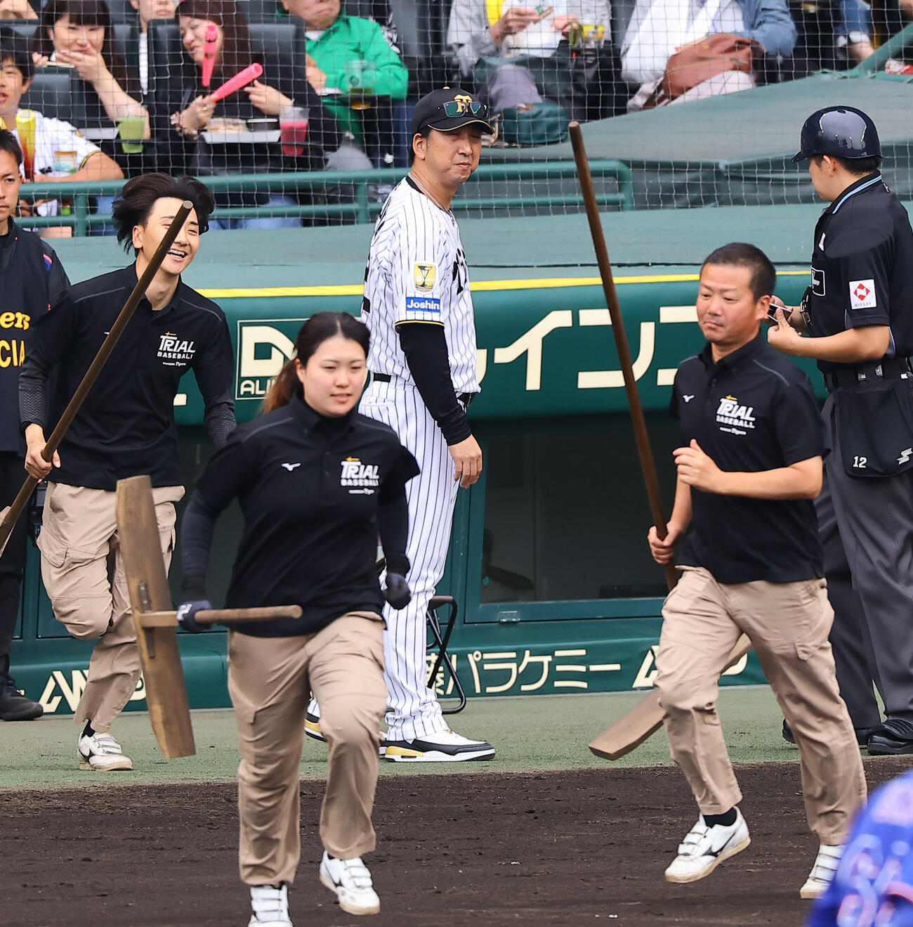 阪神対中日　選手交代を告げる藤川監督（撮影・上田博志）