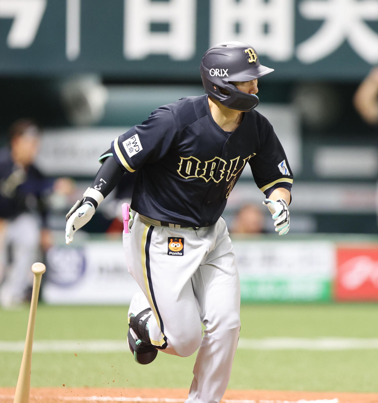 ソフトバンク対オリックス　9回表オリックス1死二塁、西川は中前に勝ち越し適時打を放つ（撮影・梅根麻紀）