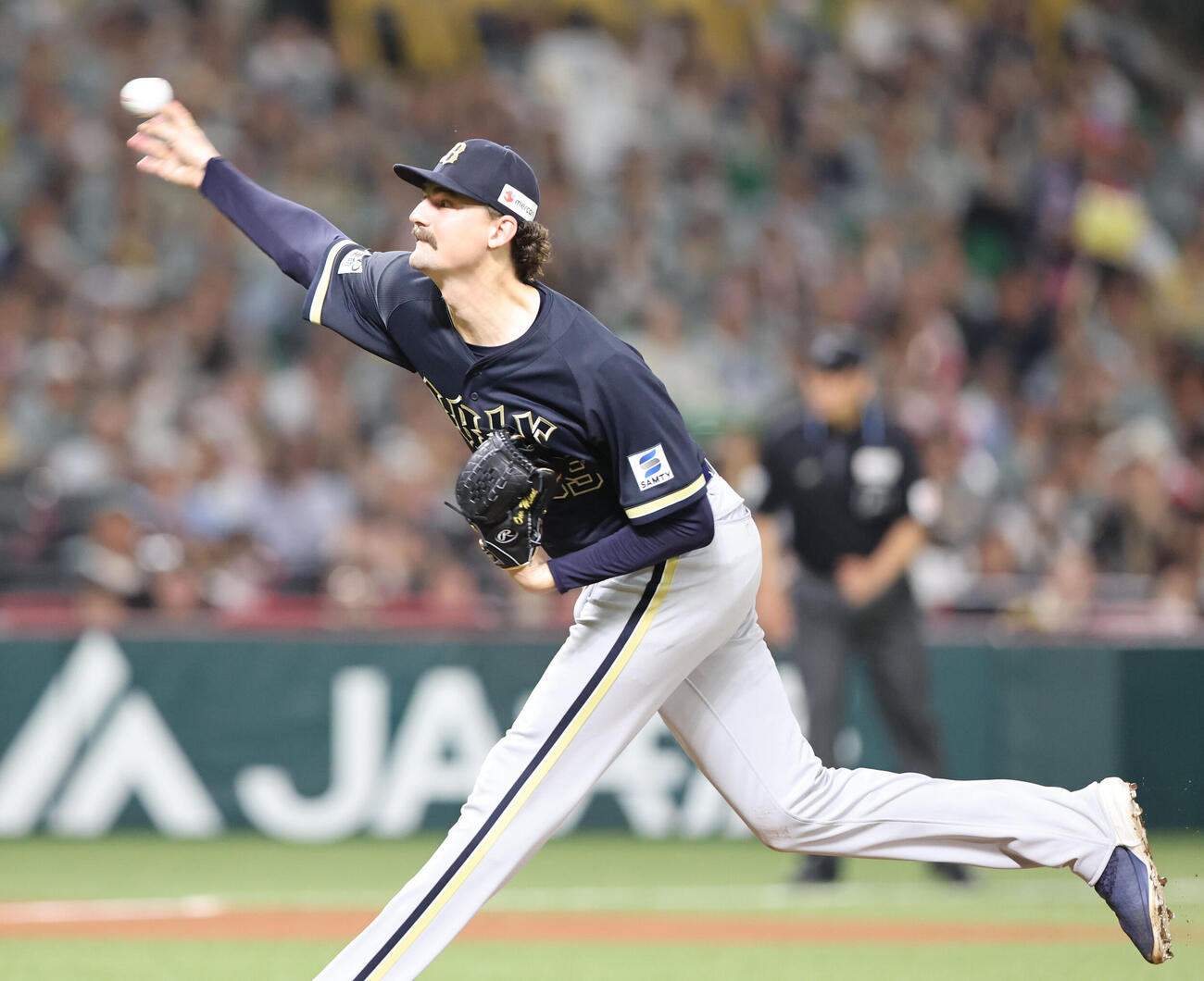 ソフトバンク対オリックス　先発のオリックスジェリー（撮影・梅根麻紀）