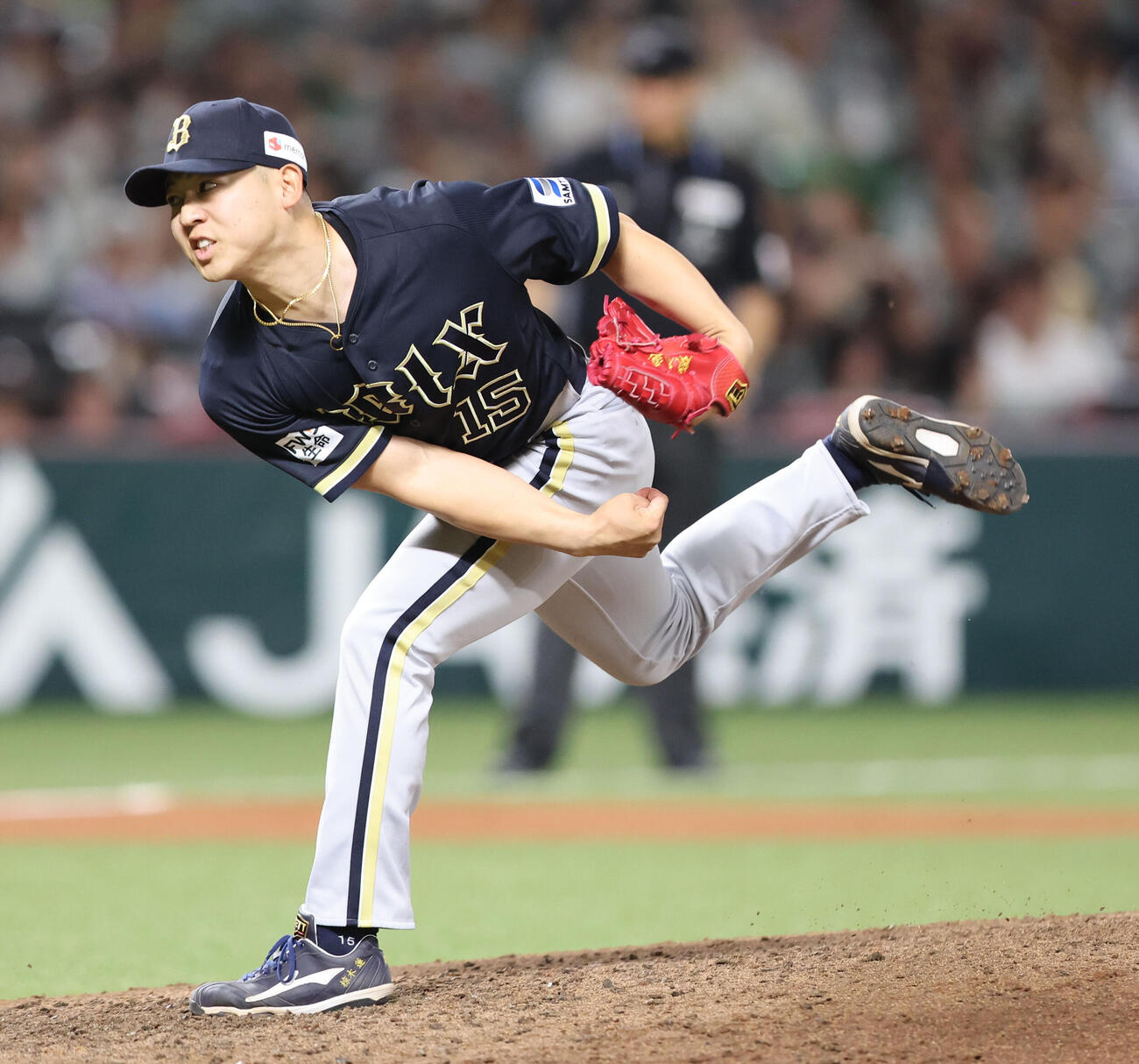 ソフトバンク対オリックス　8回に登板したオリックス椋木（撮影・梅根麻紀）