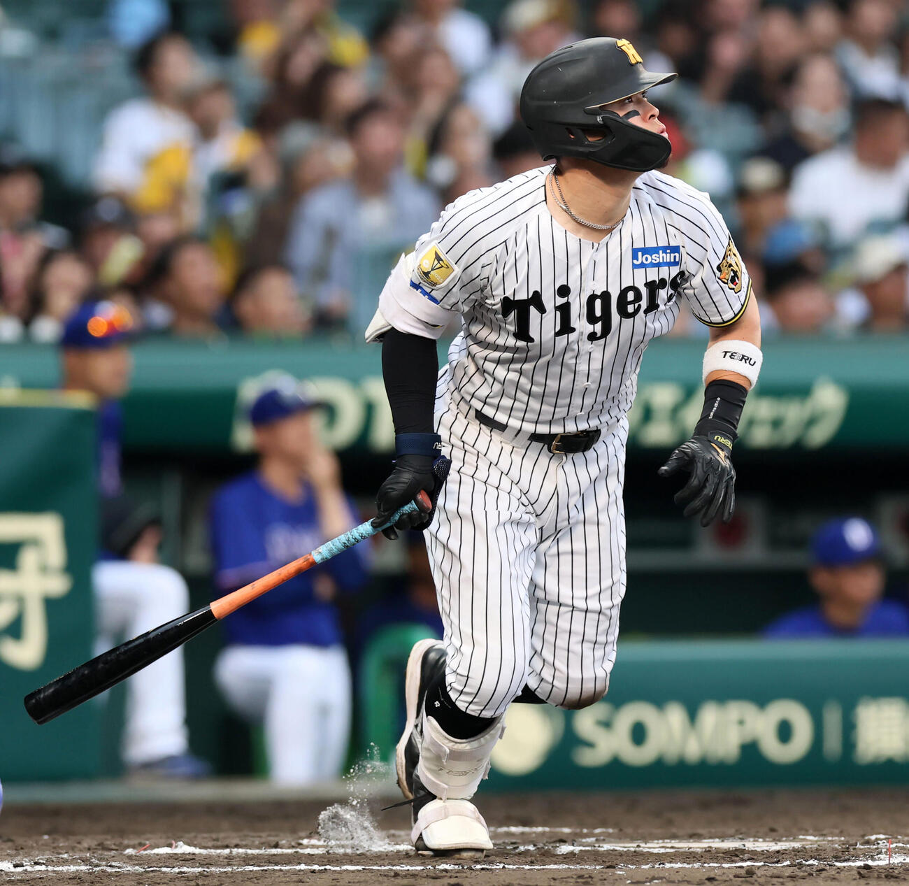 阪神対中日　7回裏阪神無死、佐藤は中越えソロ本塁打を放つ（撮影・加藤哉）