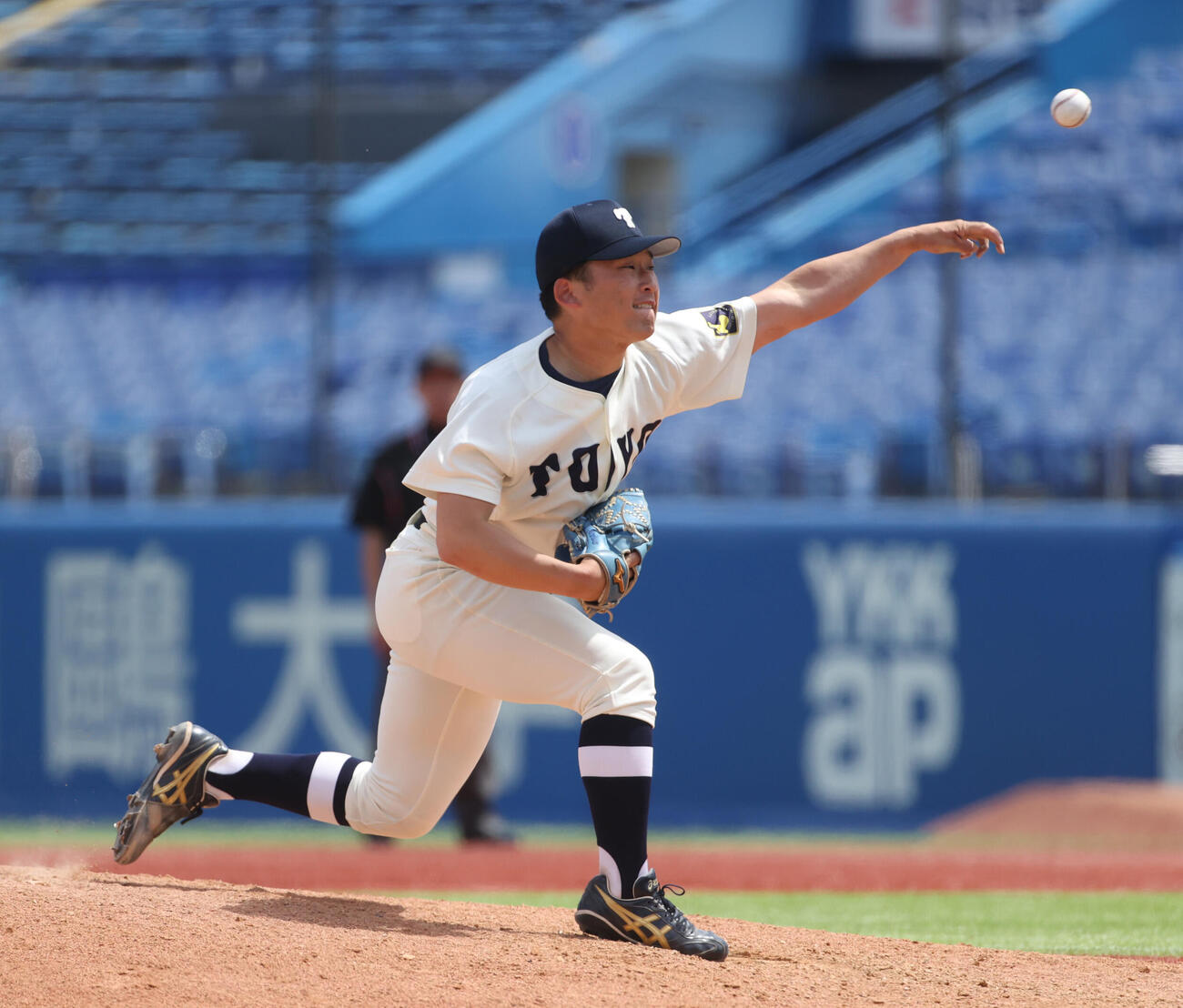 東都大学球　東洋大対国学院大　　6回途中から登板した東洋大・馬庭優太（撮影・柴田隆二）.