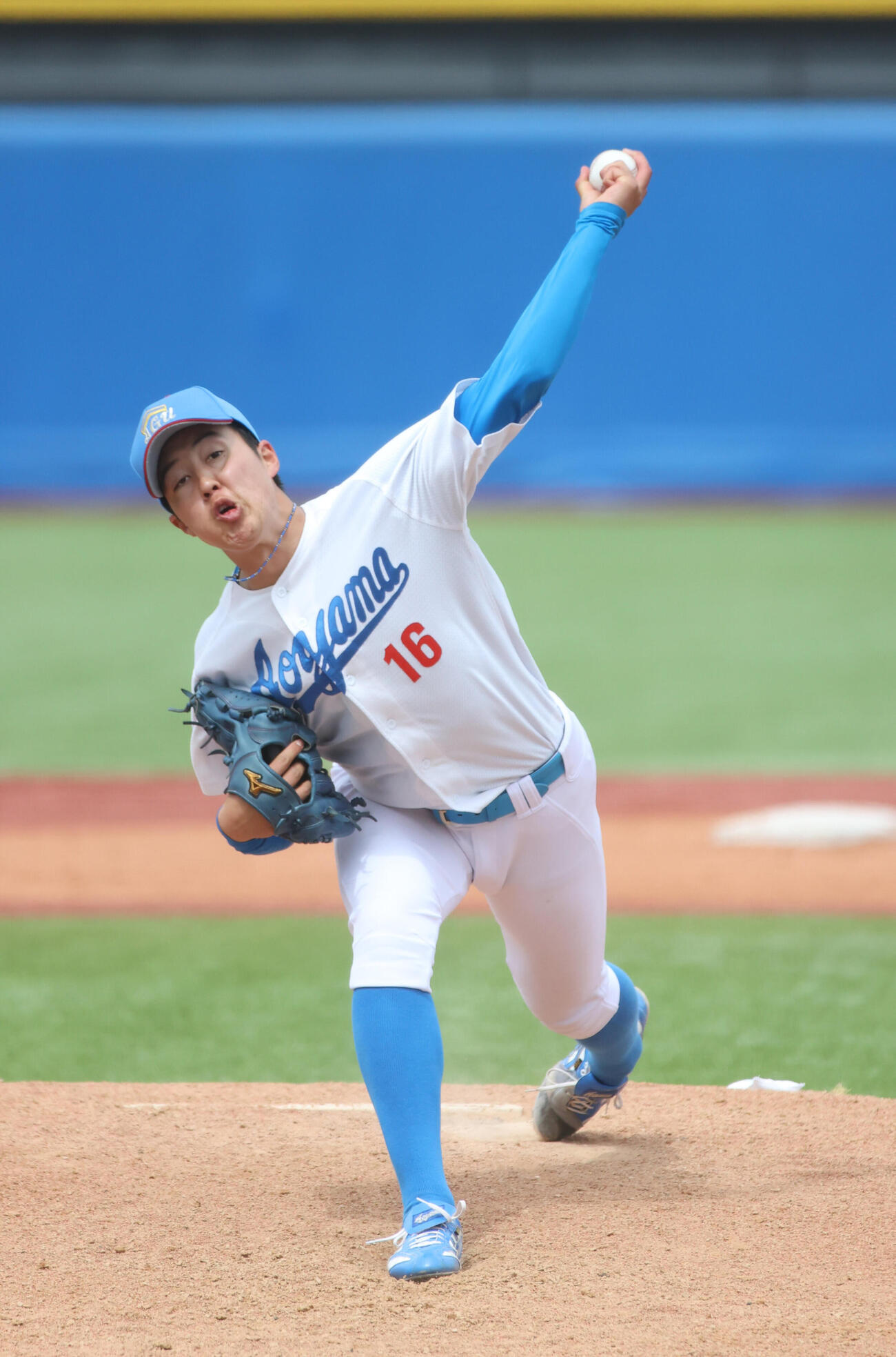 東都大学球　立正大対青学大　　先発した青学大・田端竜也　　（撮影・柴田隆二）.