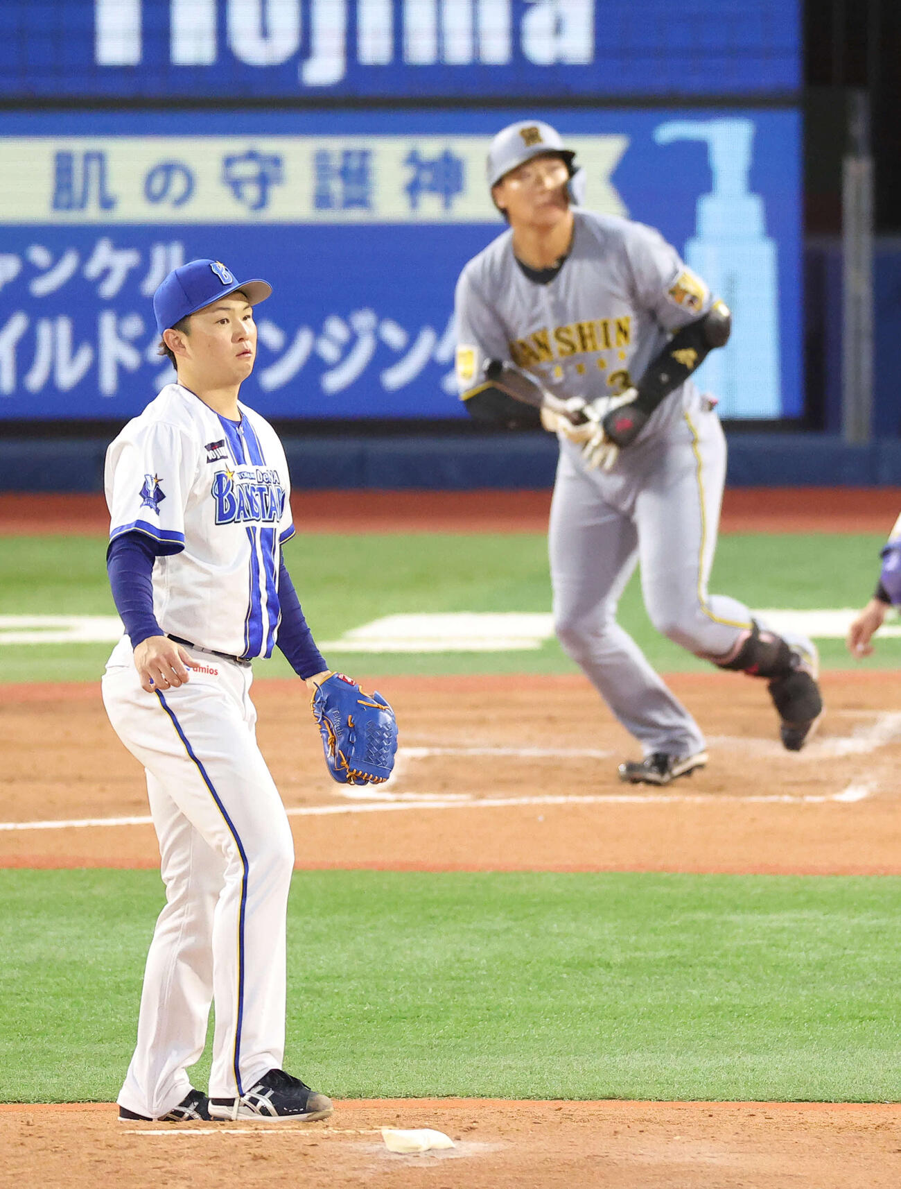 DeNA対阪神　2回表阪神1死、大山悠輔に左越えソロ本塁打を浴びる竹田祐＝2026年4月22日　