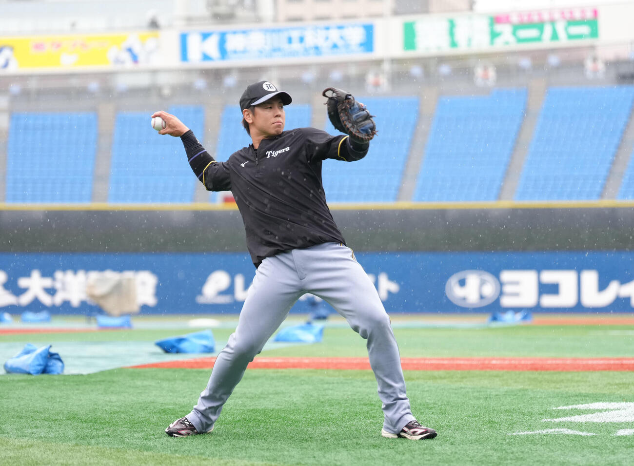DeNA対阪神　キャッチボールで調整する阪神梅野隆太郎（撮影・足立雅史）