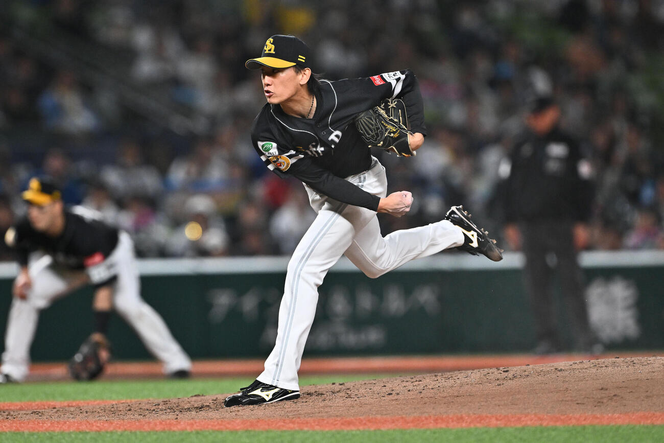 西武対ソフトバンク　ソフトバンク先発の大津亮介　（撮影・滝沢徹郎）