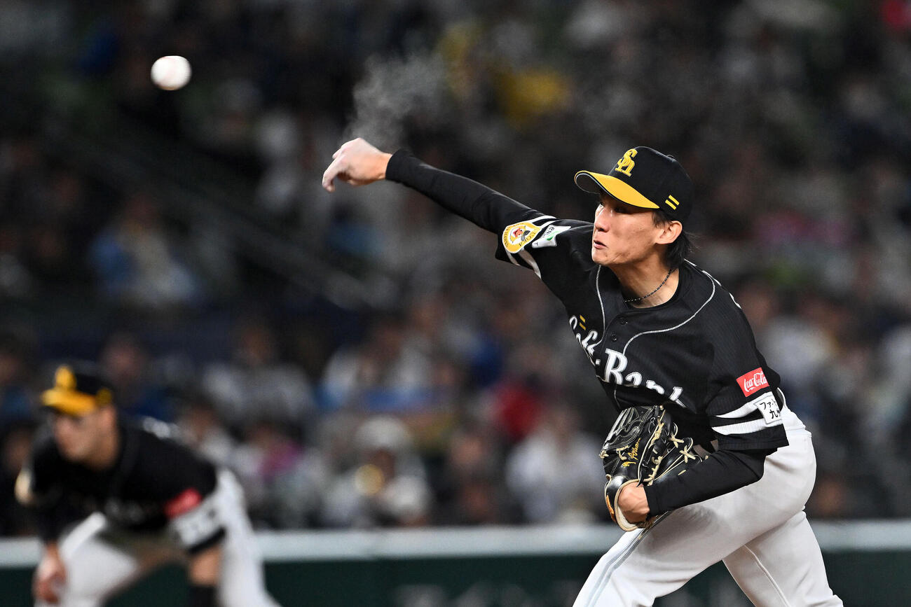 西武対ソフトバンク　ソフトバンク先発の大津亮介　（撮影・滝沢徹郎）